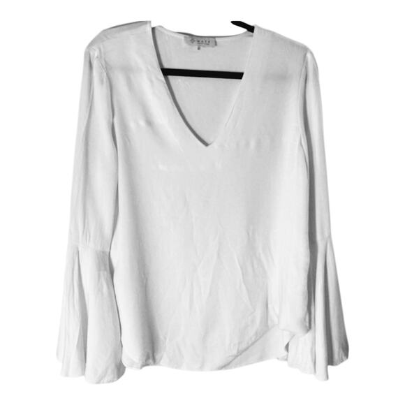 WAYF *NWT* Bell Sleeve V-Neck White Blouse‎  Women's Size Medium NWT - Picture 3 of 11